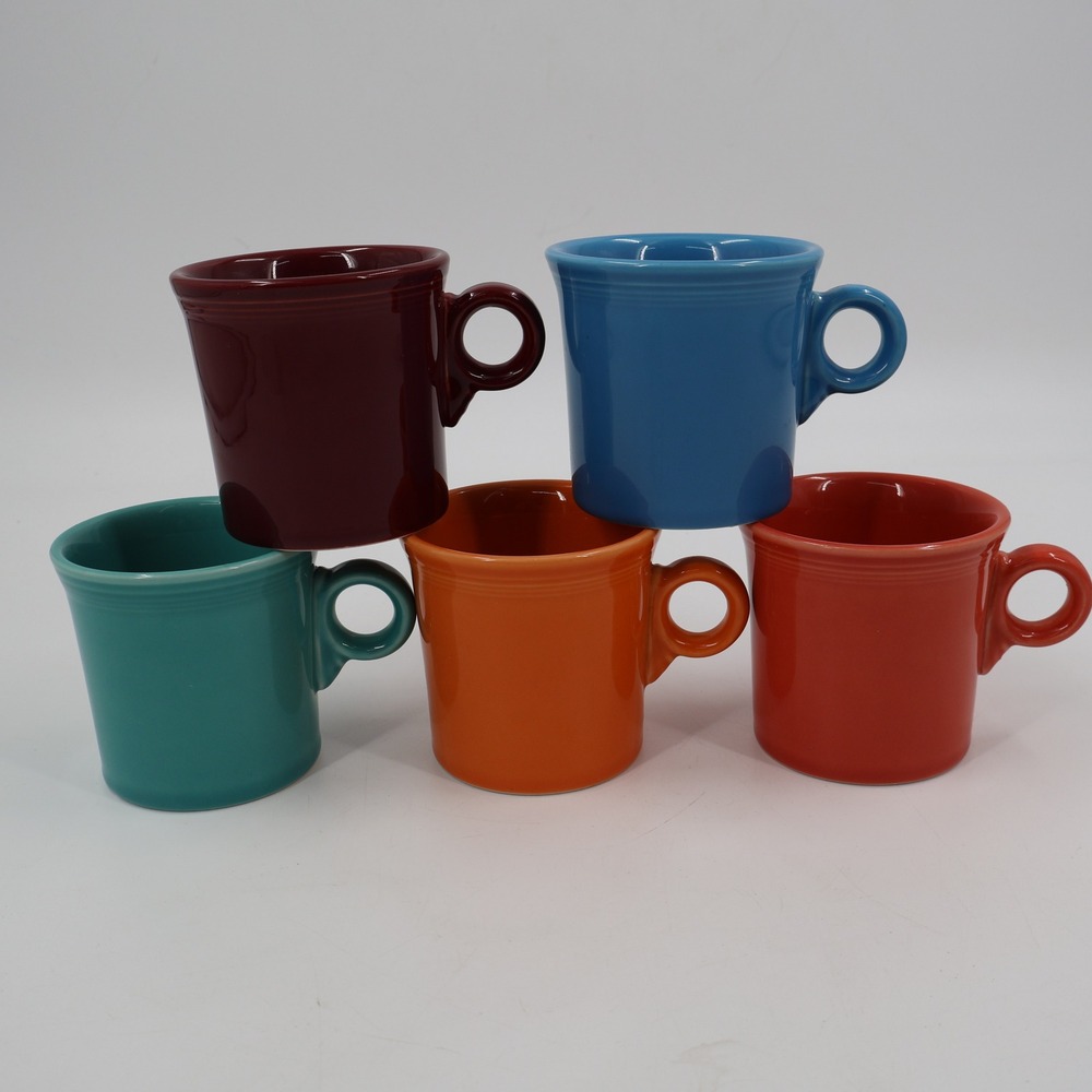 Fiesta HLC‎ Coffee Mugs Set of 5 Multicolor Ring Handle Ceramic USA Mixed Colors